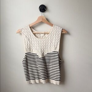 Anthropologie Cream & Black Striped Knit Tank